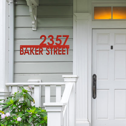 Metal Address Sign, Custom House Numbers, Front Porch Street Name Plaque, Modern Exterior Mailbox Marker, Home Decor, Art Deco Style Outdoor