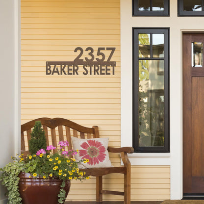 Metal Address Sign, Custom House Numbers, Front Porch Street Name Plaque, Modern Exterior Mailbox Marker, Home Decor, Art Deco Style Outdoor
