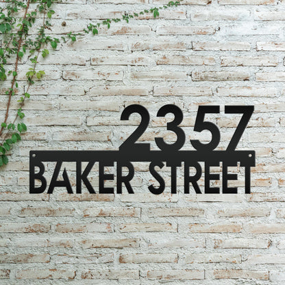 Metal Address Sign, Custom House Numbers, Front Porch Street Name Plaque, Modern Exterior Mailbox Marker, Home Decor, Art Deco Style Outdoor