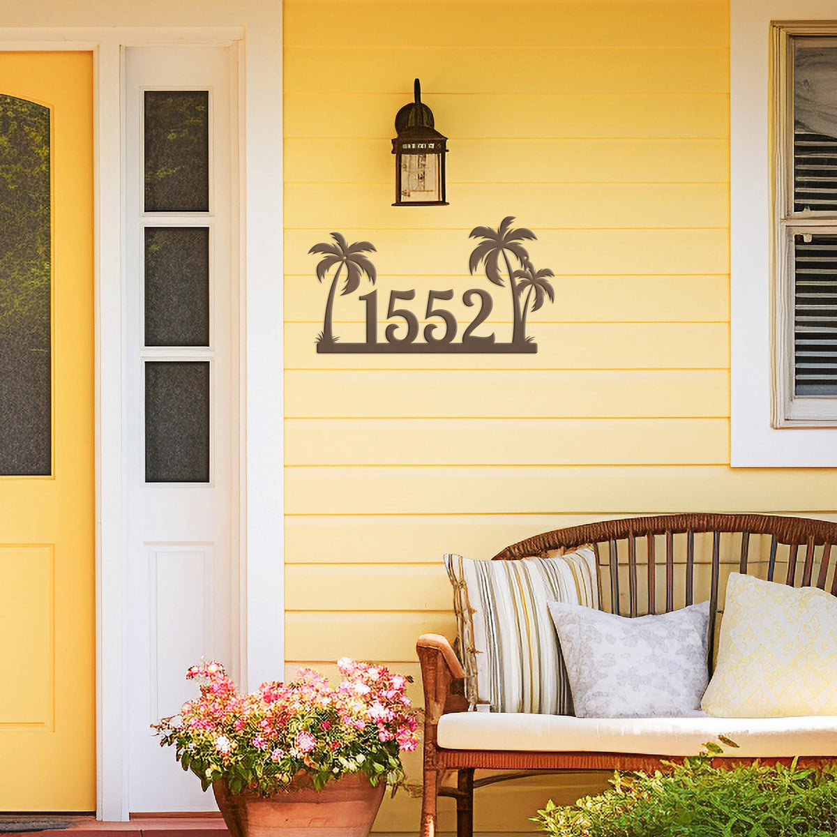 Tropical Palm Tree Metal Address Sign, Beach House Address Sign, Coastal Decor