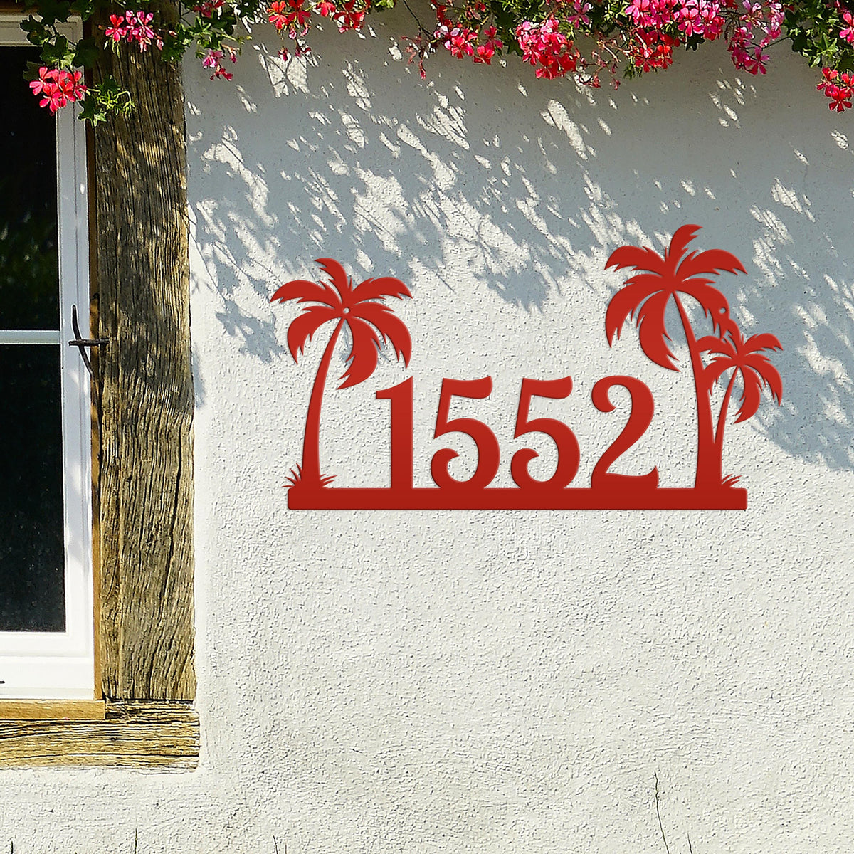 Tropical Palm Tree Metal Address Sign, Beach House Address Sign, Coastal Decor