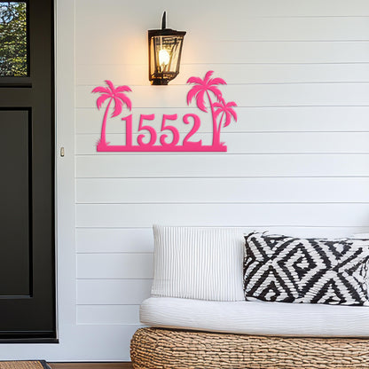 Tropical Palm Tree Metal Address Sign, Beach House Address Sign, Coastal Decor