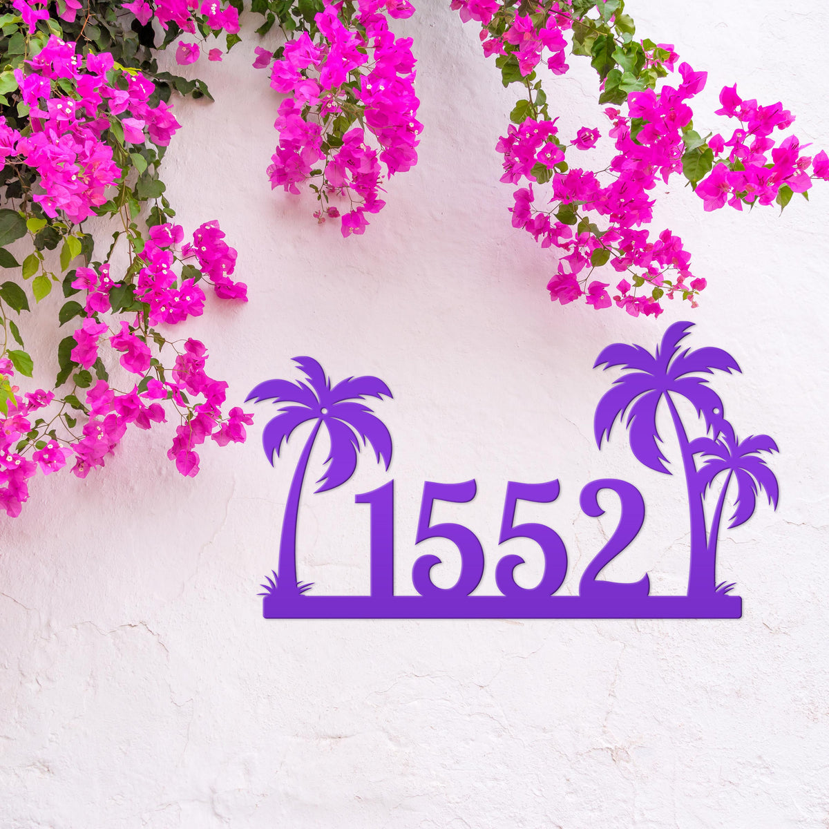 Tropical Palm Tree Metal Address Sign, Beach House Address Sign, Coastal Decor