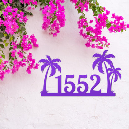Tropical Palm Tree Metal Address Sign, Beach House Address Sign, Coastal Decor
