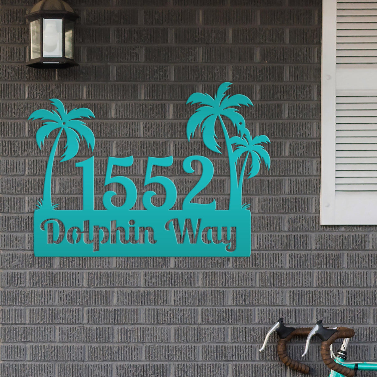 Custom Palm Trees Address Sign with Street Address