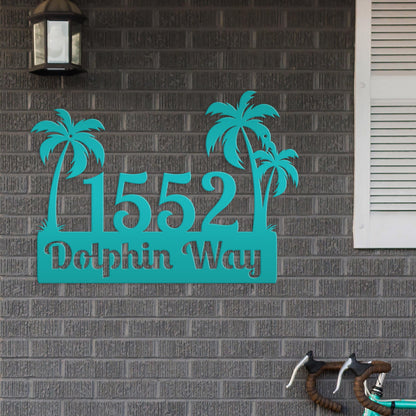 Custom Palm Trees Address Sign with Street Address