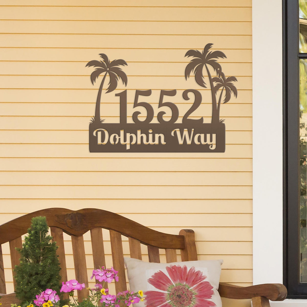Custom Palm Trees Address Sign with Street Address
