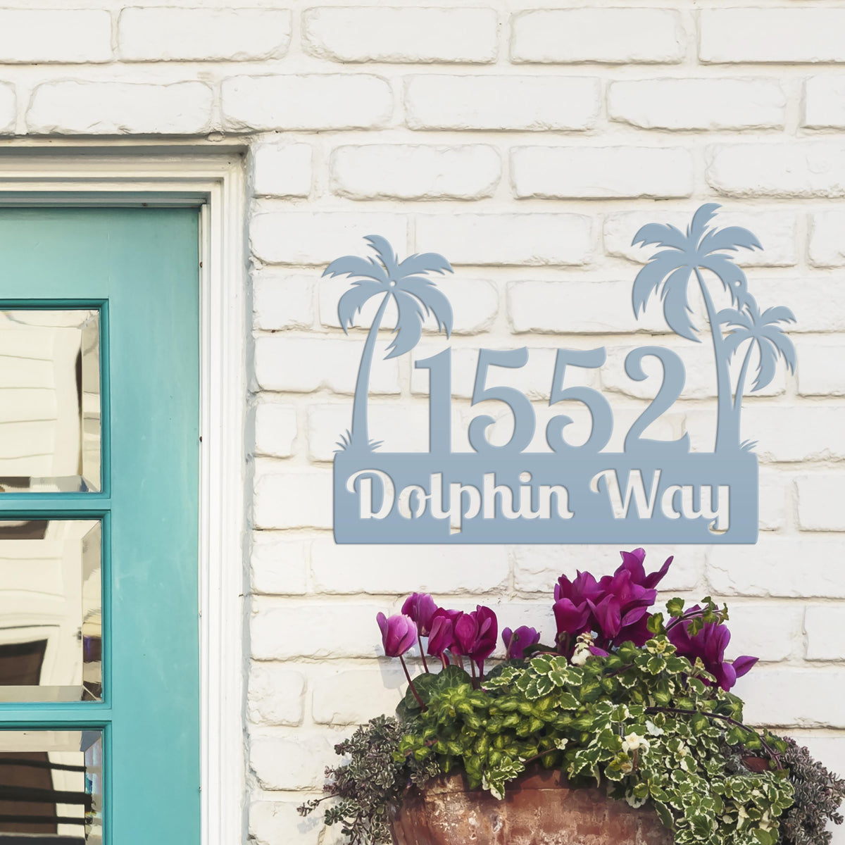 Custom Palm Trees Address Sign with Street Address