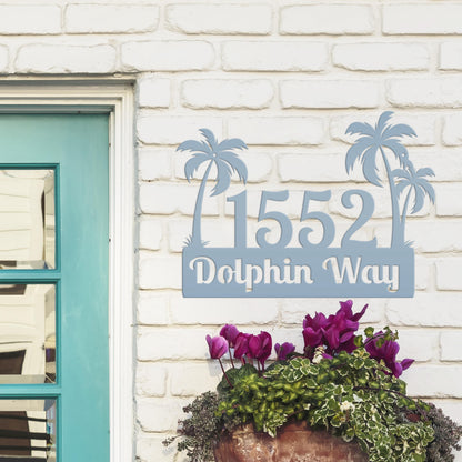 Custom Palm Trees Address Sign with Street Address