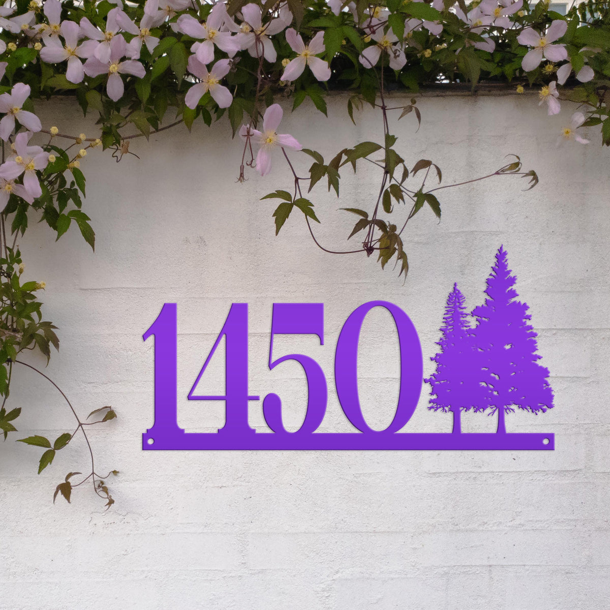 Nature-Inspired Metal Address Sign - Rustic Pine Tree Design - Unique Outdoor House Numbers - Custom Front Door Decor - Housewarming Gifts