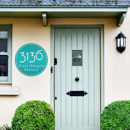 Personalized Round Address Metal Sign - Modern Address Signs