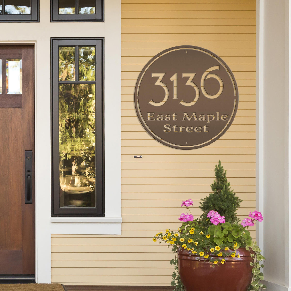 Personalized Round Address Metal Sign - Modern Address Signs