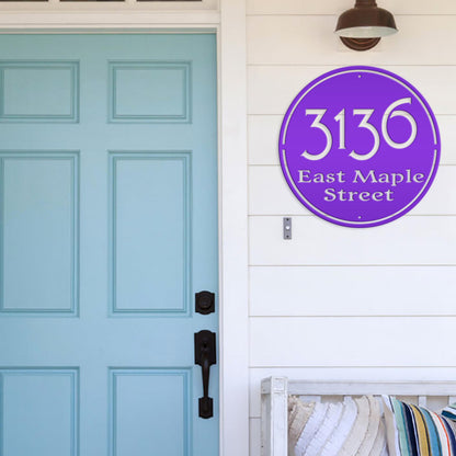 Personalized Round Address Metal Sign - Modern Address Signs