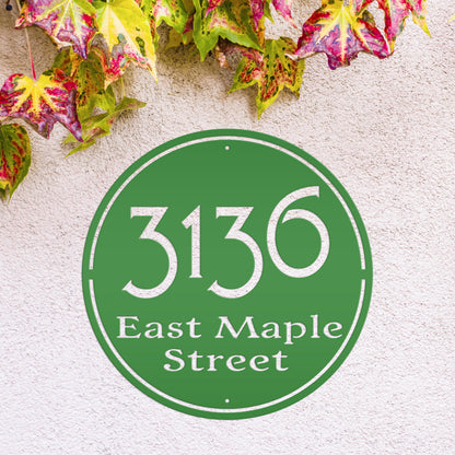 Personalized Round Address Metal Sign - Modern Address Signs