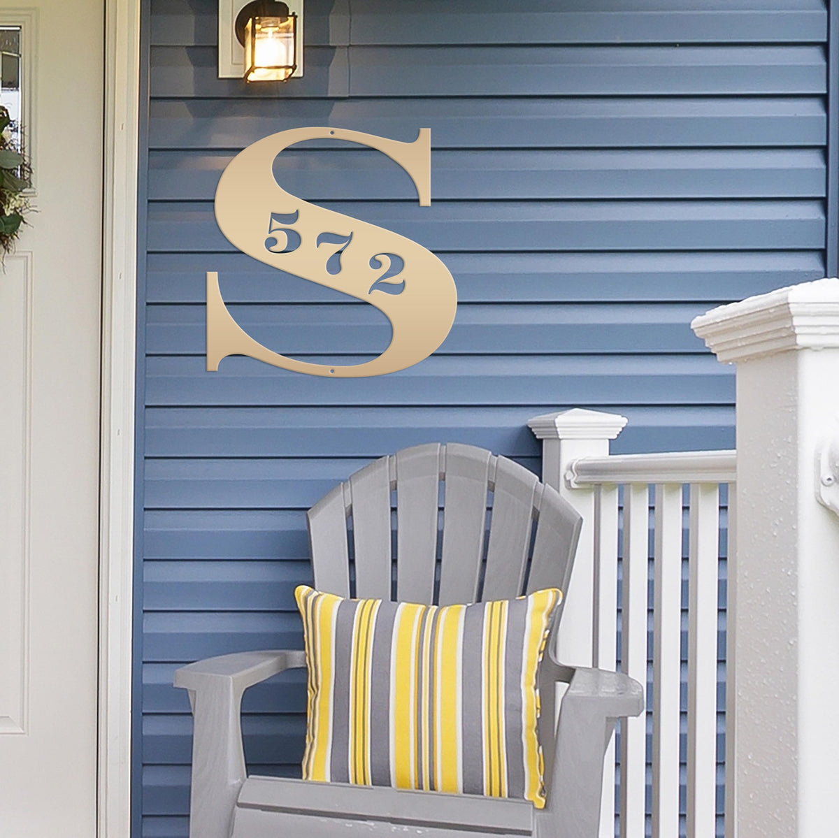 Personalized Monogram And House Number Metal Sign