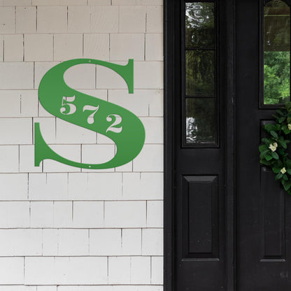 Personalized Monogram And House Number Metal Sign