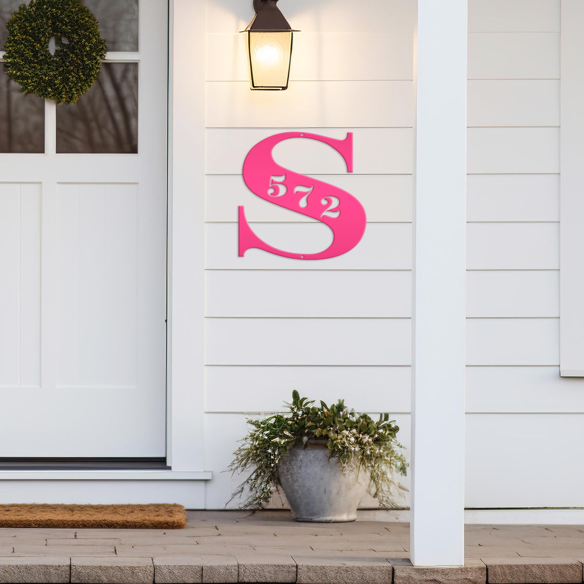 Personalized Monogram And House Number Metal Sign