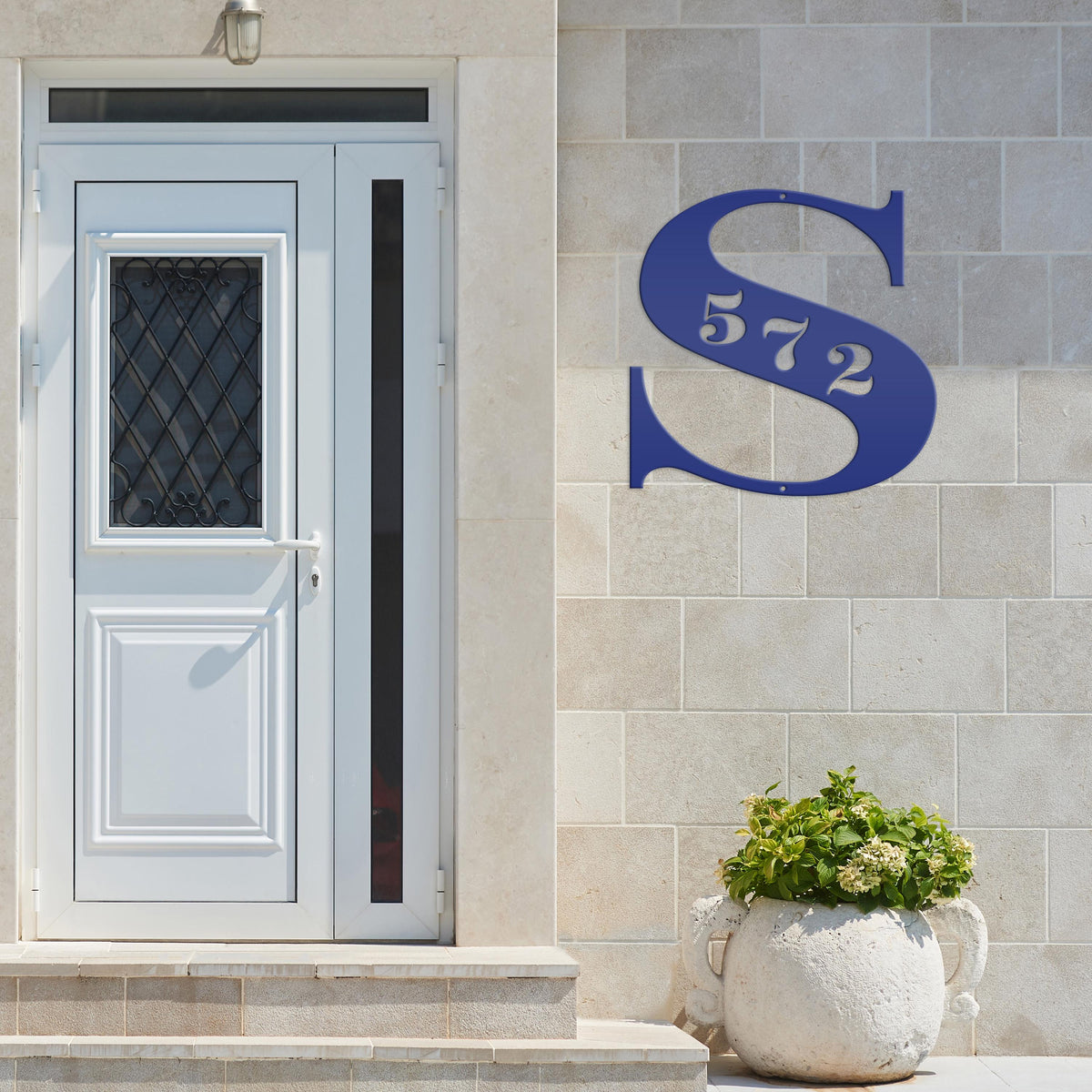 Personalized Monogram And House Number Metal Sign