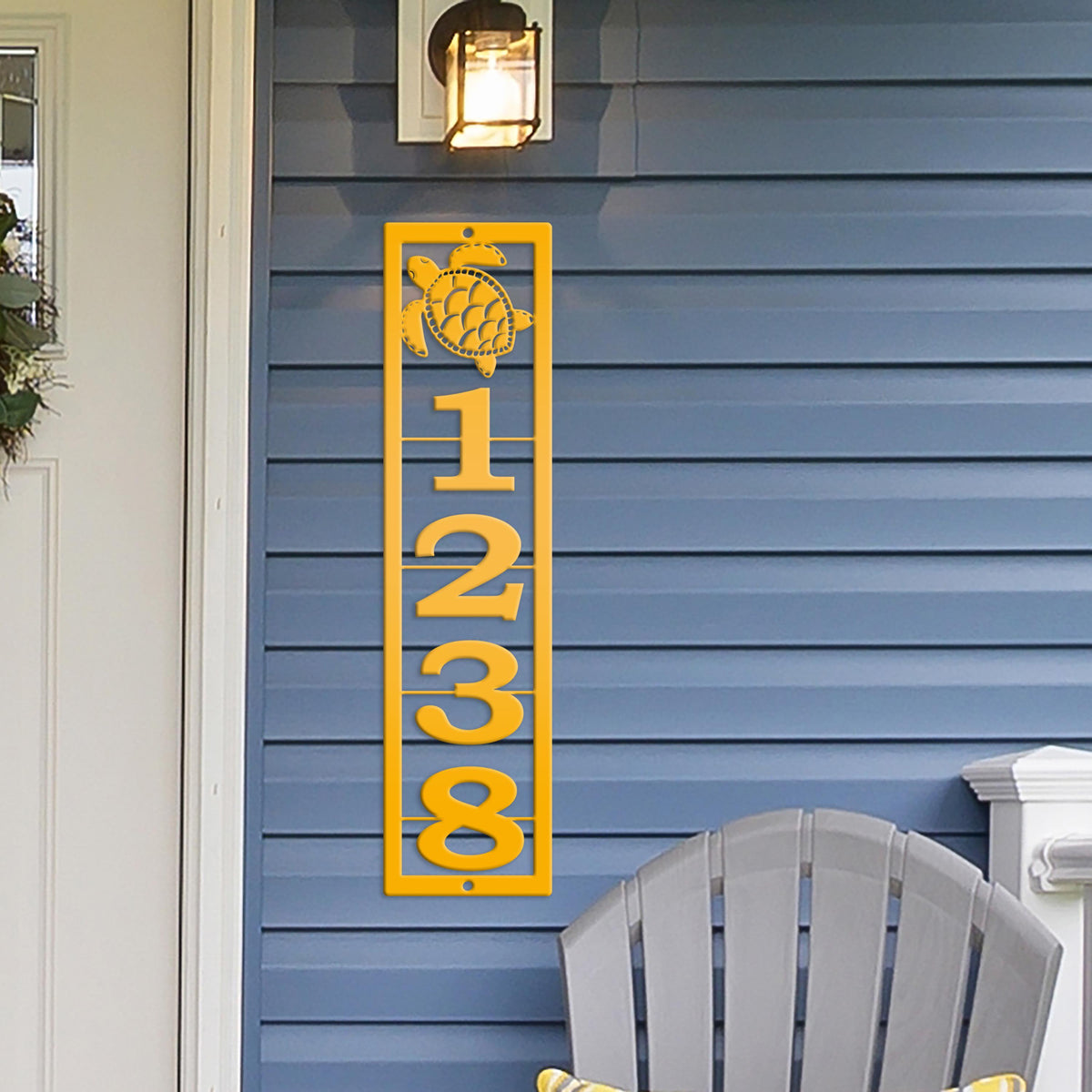 Custom Sea Turtle Metal Address Plaque - Personalized House Sign - Tropical Home Decor - Outdoor Beach House Signs - Vertical House Numbers