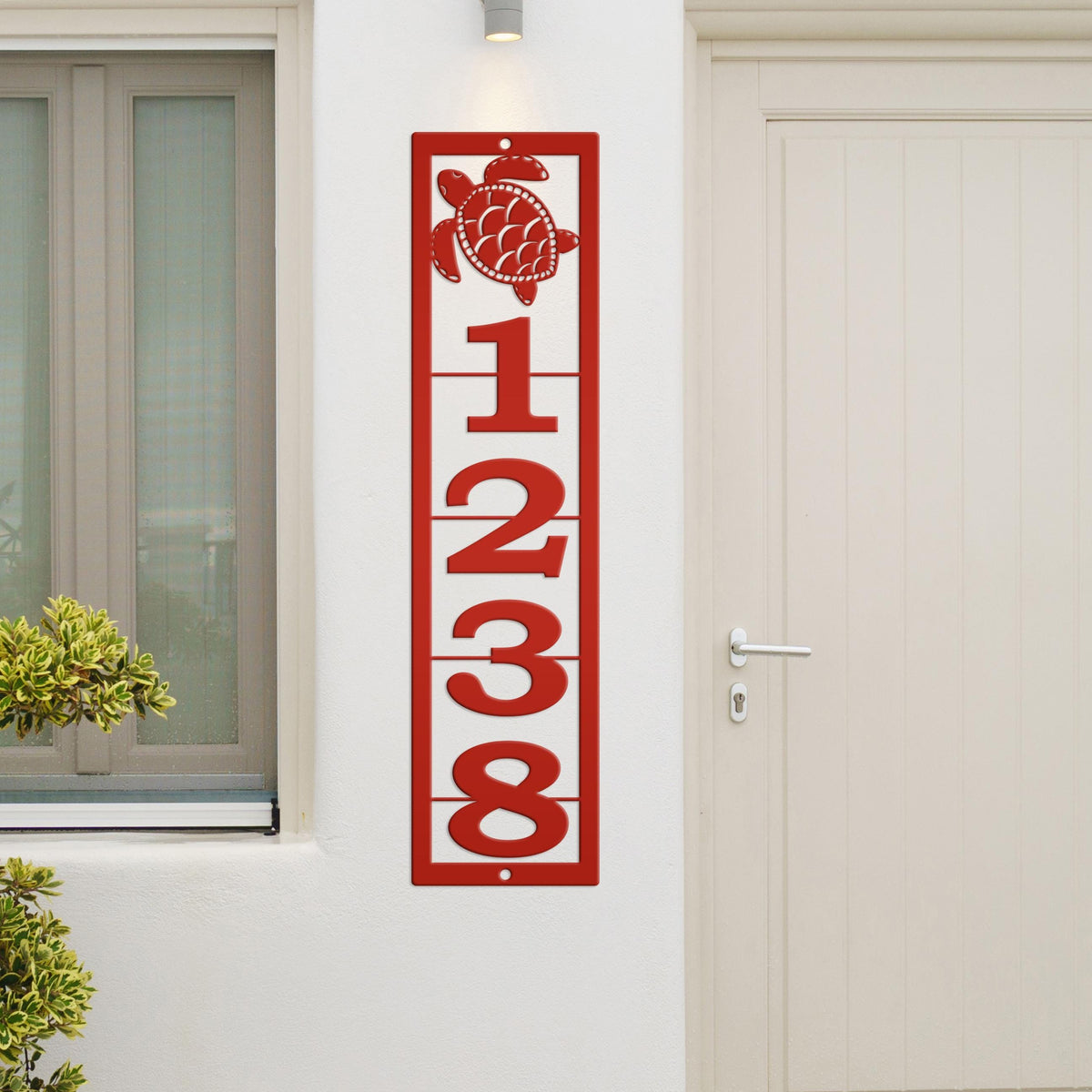 Custom Sea Turtle Metal Address Plaque - Personalized House Sign - Tropical Home Decor - Outdoor Beach House Signs - Vertical House Numbers