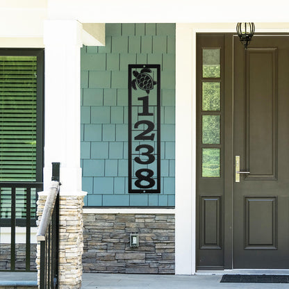 Custom Sea Turtle Metal Address Plaque - Personalized House Sign - Tropical Home Decor - Outdoor Beach House Signs - Vertical House Numbers