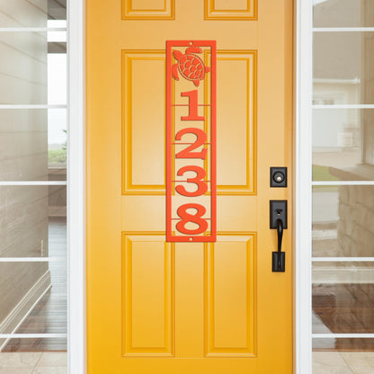Custom Sea Turtle Metal Address Plaque - Personalized House Sign - Tropical Home Decor - Outdoor Beach House Signs - Vertical House Numbers