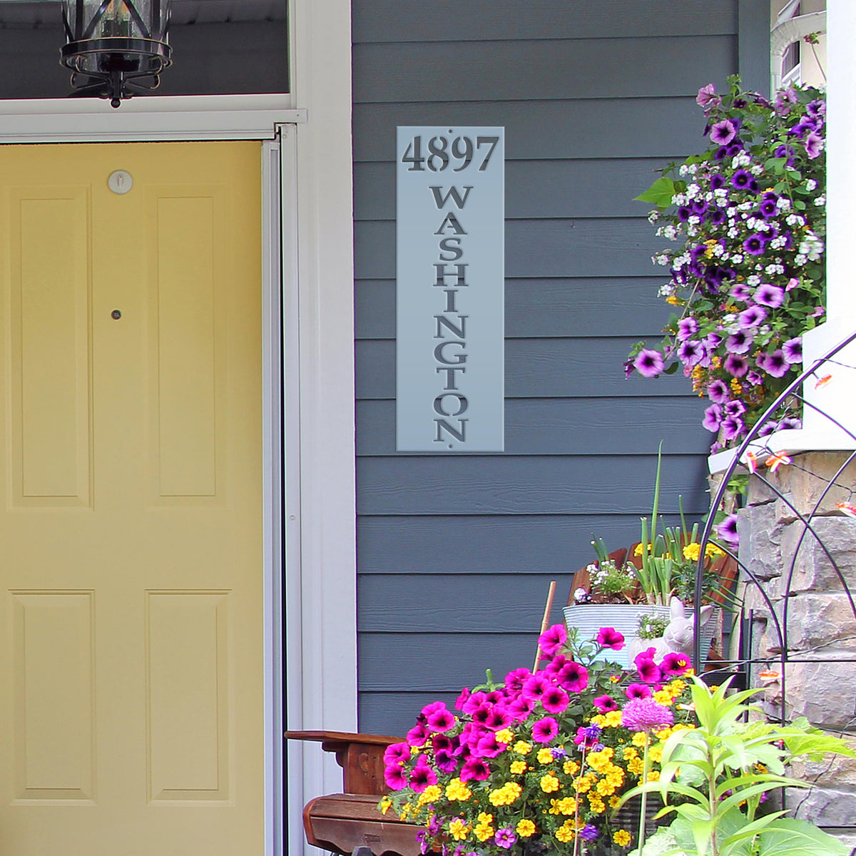 Vertical Metal Address Sign