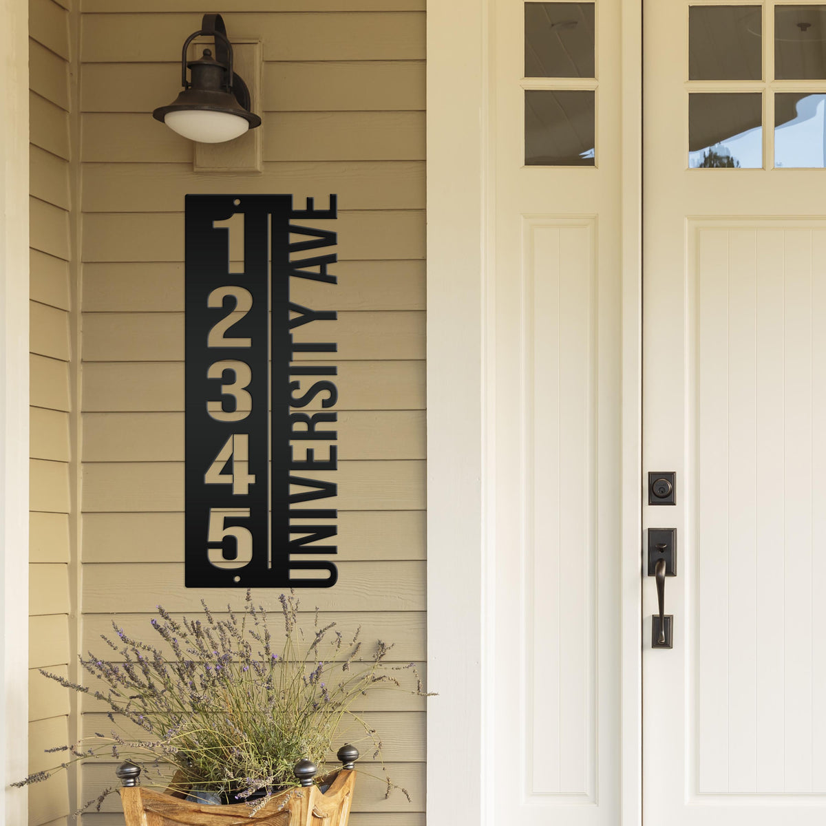 Custom House Number Plaque - Modern Metal Vertical Address Sign - Laser Cut House Numbers - Charming Housewarming Gift - Front Porch Decor