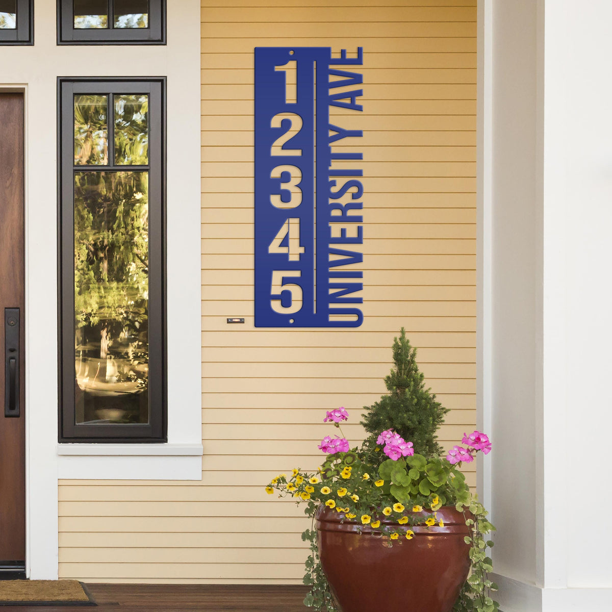 Custom House Number Plaque - Modern Metal Vertical Address Sign - Laser Cut House Numbers - Charming Housewarming Gift - Front Porch Decor