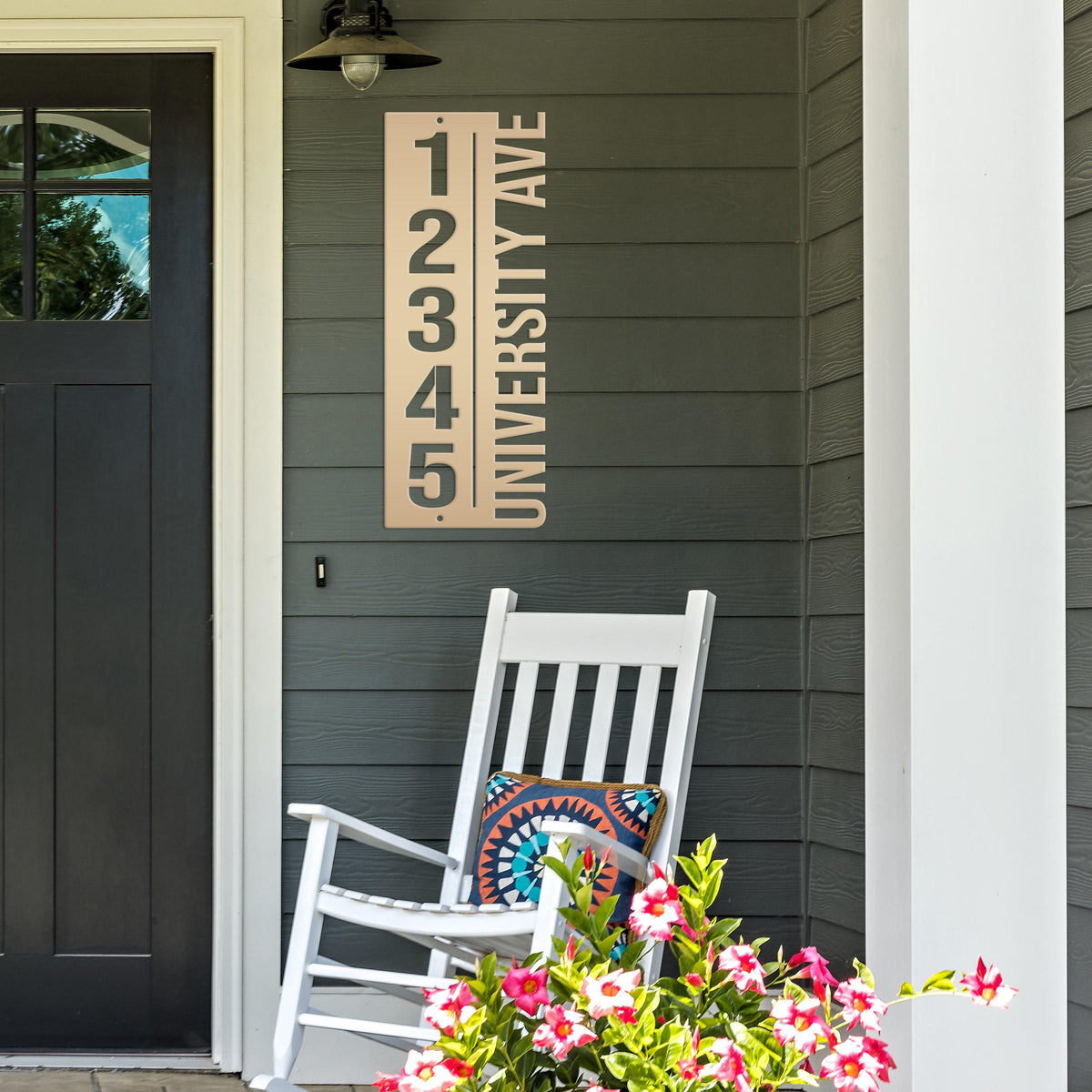 Custom House Number Plaque - Modern Metal Vertical Address Sign - Laser Cut House Numbers - Charming Housewarming Gift - Front Porch Decor
