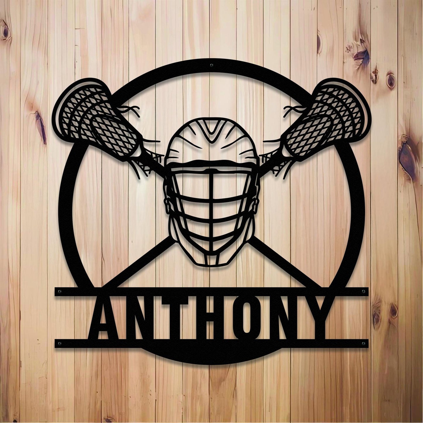 Personalized Lacrosse LED Wall Art - Custom Metal Sign with Helmet & Sticks, Sports Room Decor, Gift for Teen Athletes or Fans