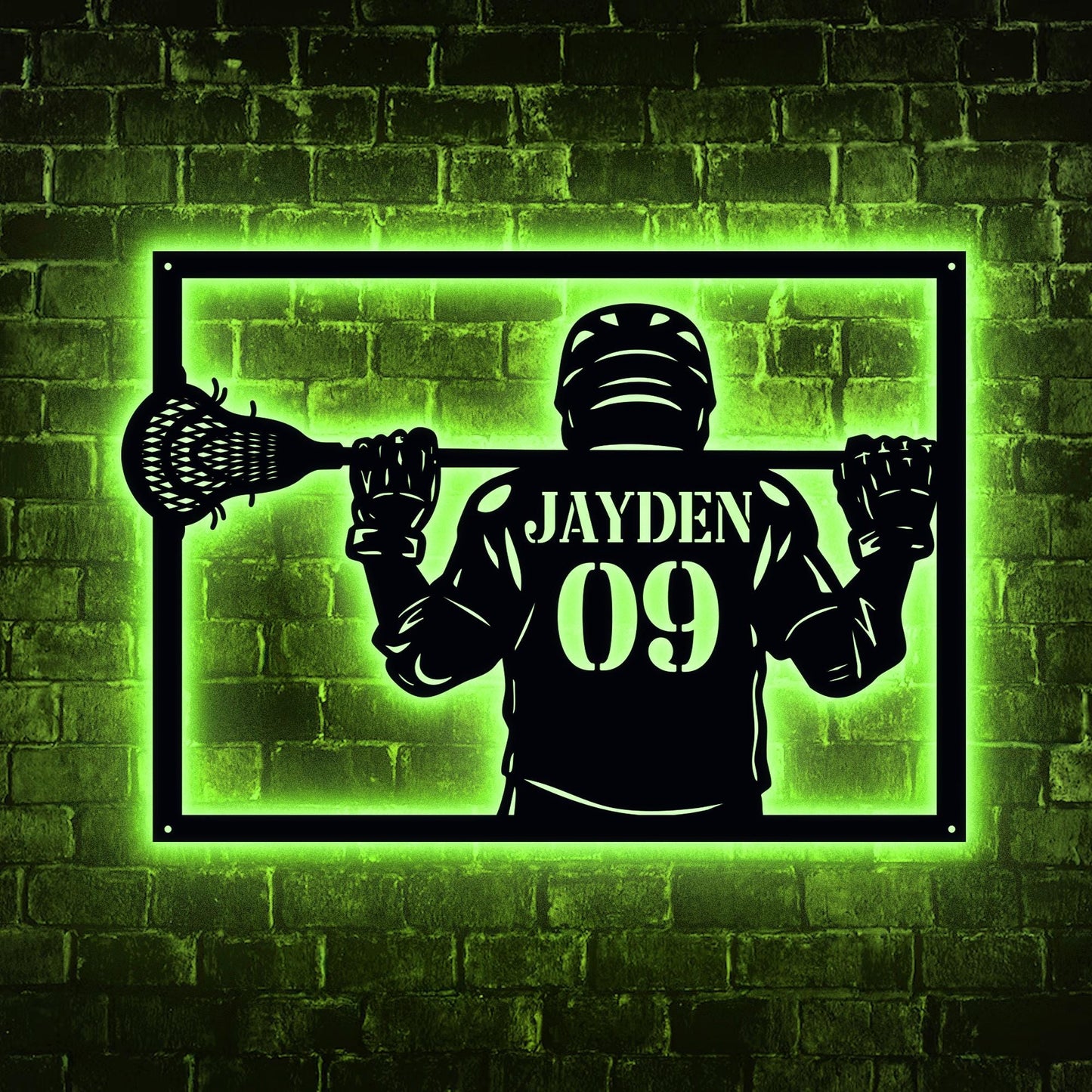 Personalized Lacrosse Metal Sign - Custom LED Wall Art with Player & Jersey Number, Sports Room Decor, Gift for Lacrosse Players