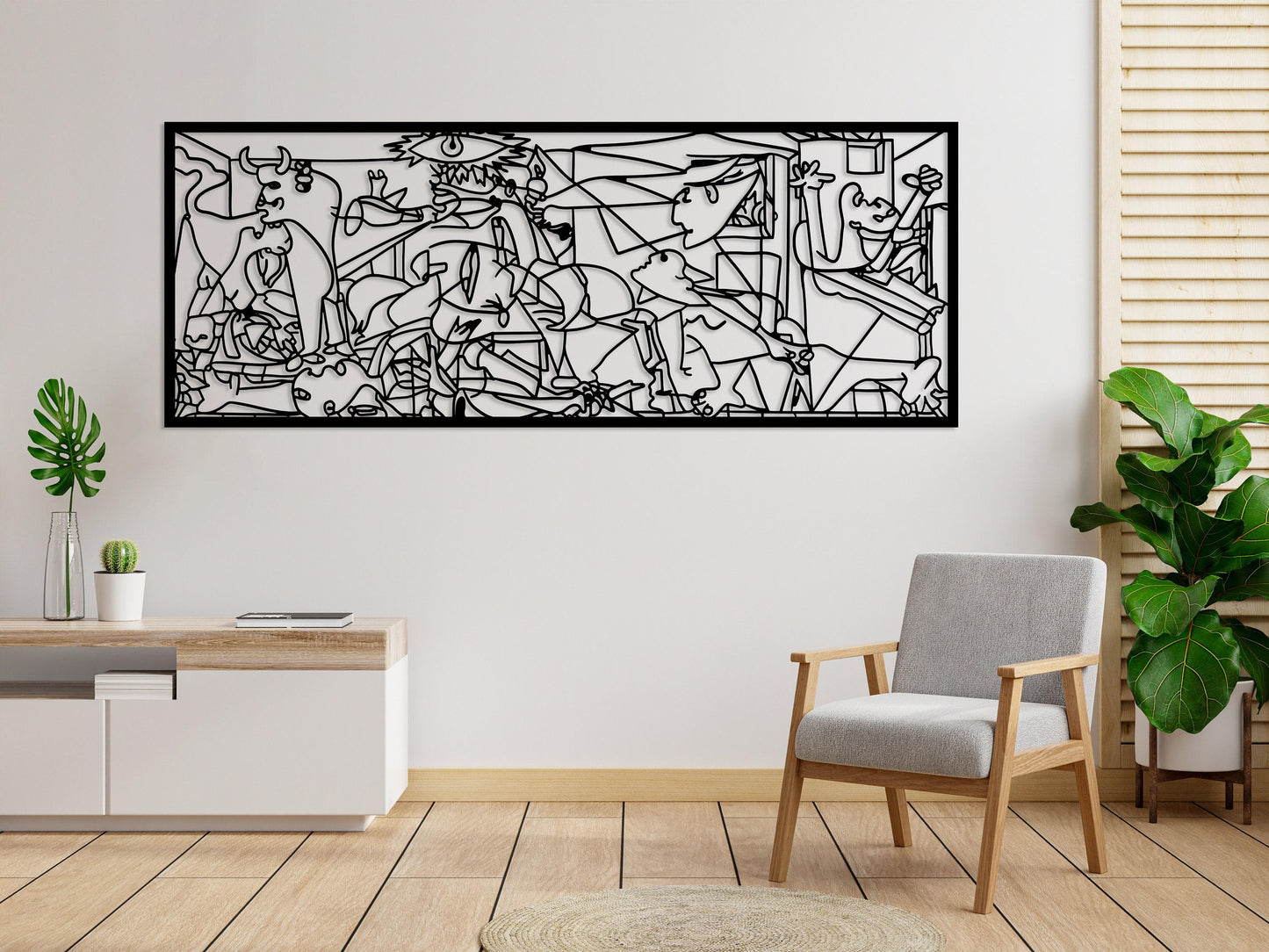 Guernica Pablo Picasso Metal Wall Art, Cubic Metal Art, Unique Modern Home Decor, Guernica Painting Artwork, Art Lovers Gift, Metal Line Art