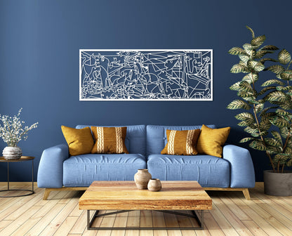 Guernica Pablo Picasso Metal Wall Art, Cubic Metal Art, Unique Modern Home Decor, Guernica Painting Artwork, Art Lovers Gift, Metal Line Art