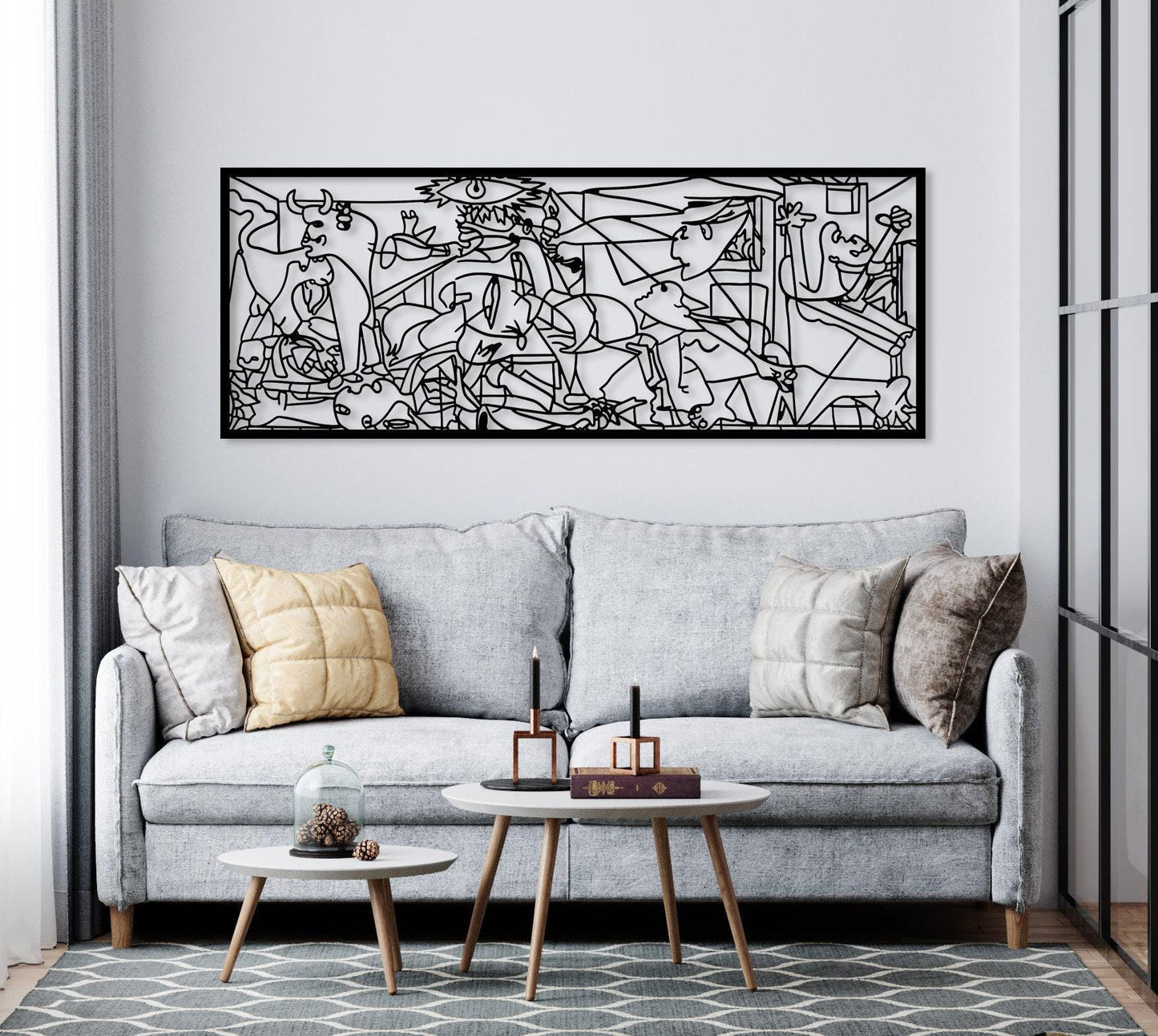 Guernica Pablo Picasso Metal Wall Art, Cubic Metal Art, Unique Modern Home Decor, Guernica Painting Artwork, Art Lovers Gift, Metal Line Art