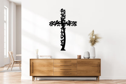 Cross Metal Wall Art, Tree and Birds Living Cross Hanging, Religious Home Accent, Jesus Metal Sign, Christian Wall Decor, Religious Gift,Art