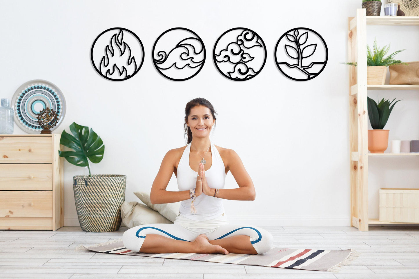 Four Elements Metal Wall Art Set of 4, Four Elements Symbol, Fire Water Air Earth Wall Sign, Home Office Wall Decor, Home Gift, Nature Decor