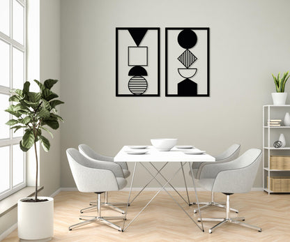Modern Metal Wall Art Set of 2, Geometric Abstract Wall Art, Home Office Decor, Contemporary Art, Unique Minimalist Wall Art, Metal Line Art