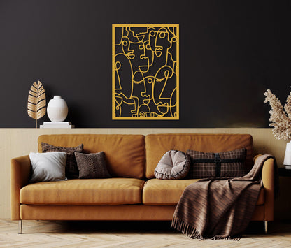 Modern Faces Metal Wall Art, Metal Cubism Faces Wall Art, Minimalist Abstract Wall Decor, Art Lovers Gift,Living room Decor,Large Wall Art