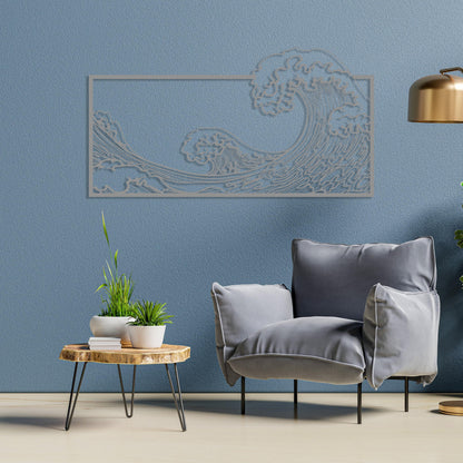 The Great Wave Metal Wall Art, Large Kanagawa Decor, Hokusai Katsushika Art, Japanese Modern Home Decor, Art Lovers Gift, Living Room Decor