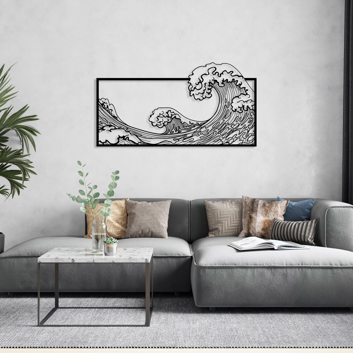 The Great Wave Metal Wall Art, Large Kanagawa Decor, Hokusai Katsushika Art, Japanese Modern Home Decor, Art Lovers Gift, Living Room Decor