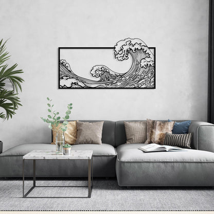 The Great Wave Metal Wall Art, Large Kanagawa Decor, Hokusai Katsushika Art, Japanese Modern Home Decor, Art Lovers Gift, Living Room Decor