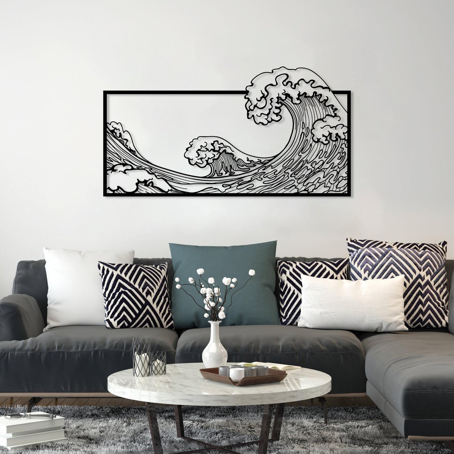 The Great Wave Metal Wall Art, Large Kanagawa Decor, Hokusai Katsushika Art, Japanese Modern Home Decor, Art Lovers Gift, Living Room Decor