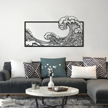 The Great Wave Metal Wall Art, Large Kanagawa Decor, Hokusai Katsushika Art, Japanese Modern Home Decor, Art Lovers Gift, Living Room Decor