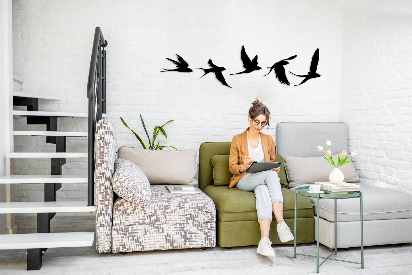 Birds Metal Wall Decor Set of 5, Metal Garden Decor, Minimal Birds Wall Art, Housewarming Gift, Unique Home Decor, Earthy Wall Decor, Birds