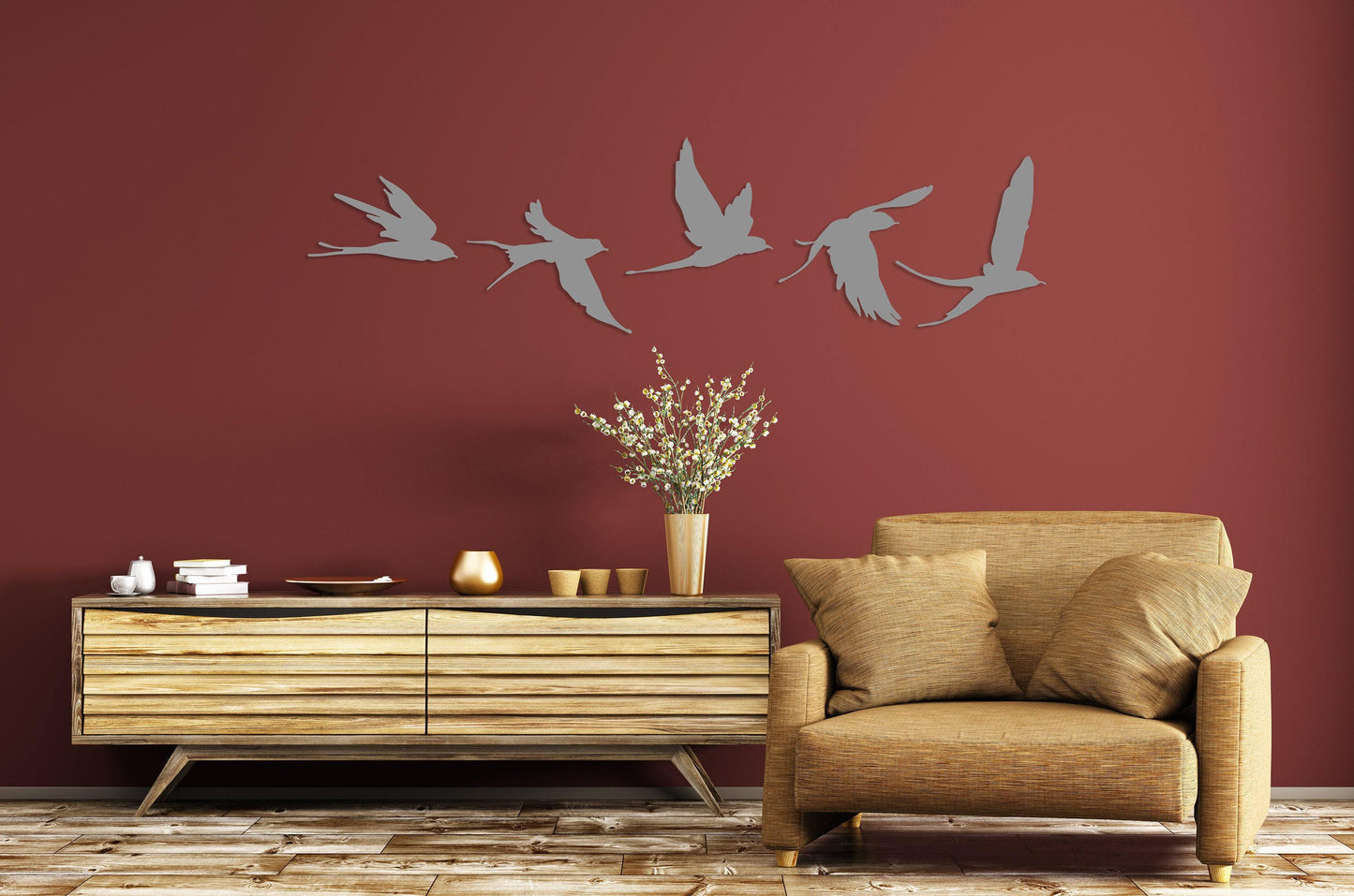 Birds Metal Wall Decor Set of 5, Metal Garden Decor, Minimal Birds Wall Art, Housewarming Gift, Unique Home Decor, Earthy Wall Decor, Birds