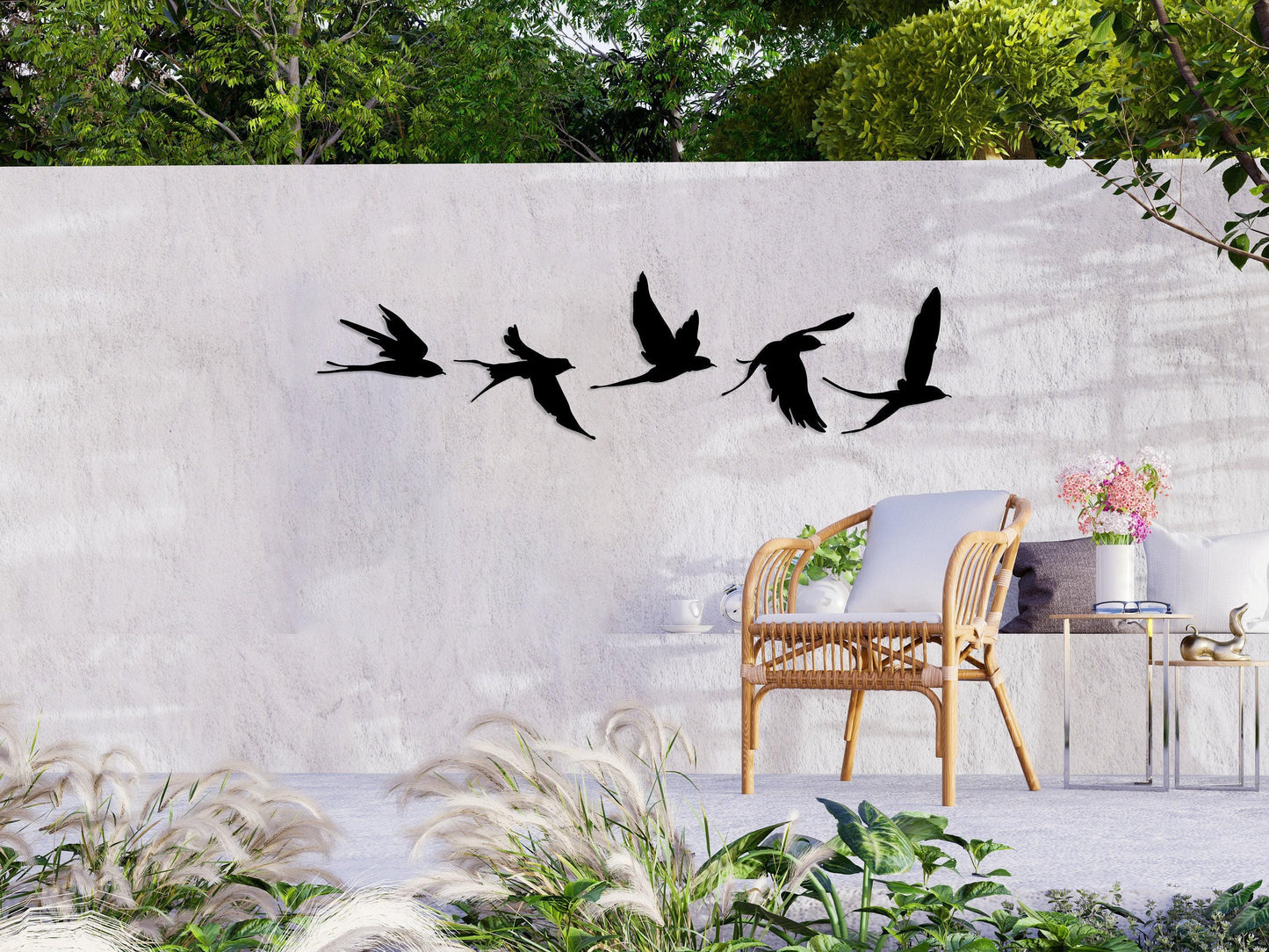Birds Metal Wall Decor Set of 5, Metal Garden Decor, Minimal Birds Wall Art, Housewarming Gift, Unique Home Decor, Earthy Wall Decor, Birds