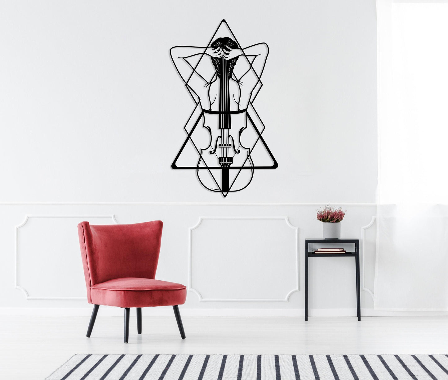 Violin Metal Wall Art with Woman, Violin Music Instrument Wall Decor, Music Wall Art, Living room Decor, Music Lover Gift,Abstract Woman Art