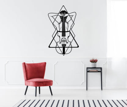 Violin Metal Wall Art with Woman, Violin Music Instrument Wall Decor, Music Wall Art, Living room Decor, Music Lover Gift,Abstract Woman Art