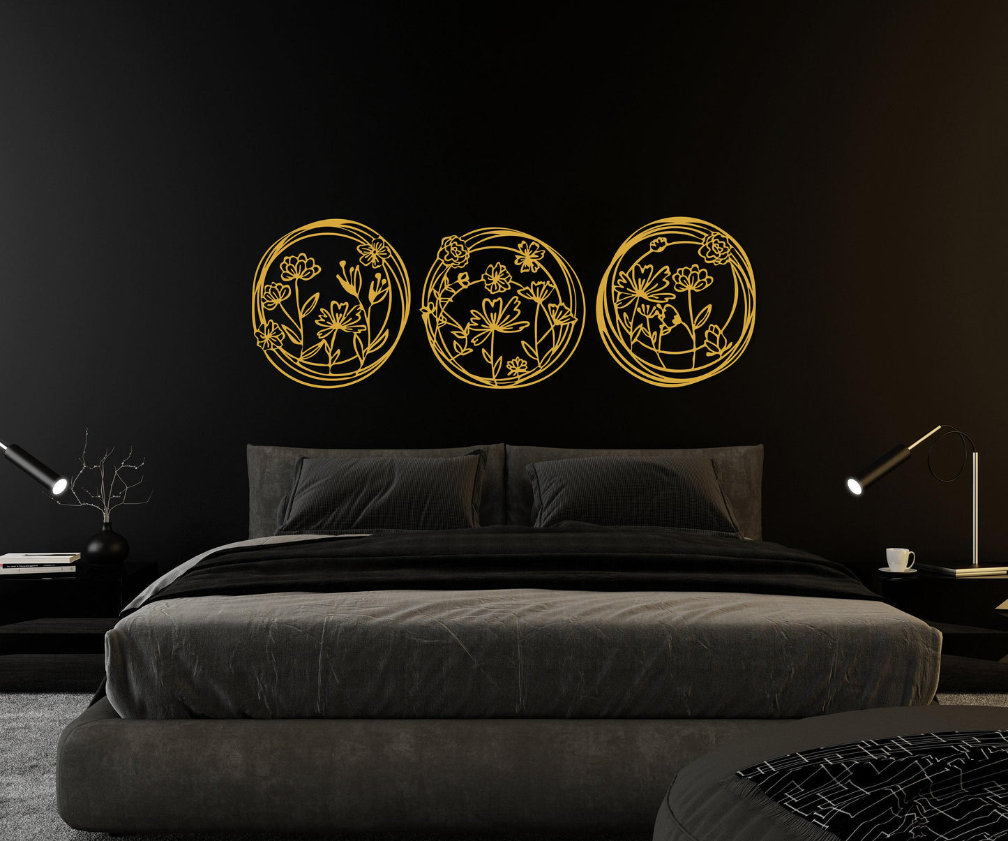 Metal Poppy Flowers Wall Art Set of 3, Living Room Wall Decor, Above Bed Decor, Large Home Decor,Unique Design Flowers Art,Housewarming Gift